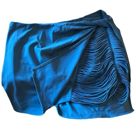 La Perla Blue Cover Up Asymmetrical Waist Short Skirt Women 46 US 10 Runs Small - Picture 3 of 6